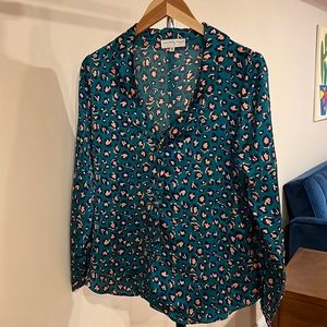 Satin animal print blouse